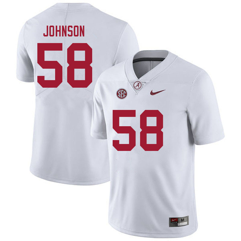 Alabama Crimson Tide Men's Christian Johnson #58 White NCAA Nike Authentic Stitched 2021 College Football Jersey RL16Z44ZY